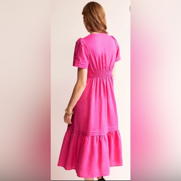 Boden eve midi linen dress pop pansy pink size 12 new with tags. D0849 - Picture 2 of 6